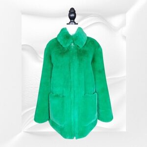 Topshop Emerald Green Faux Fur Coat